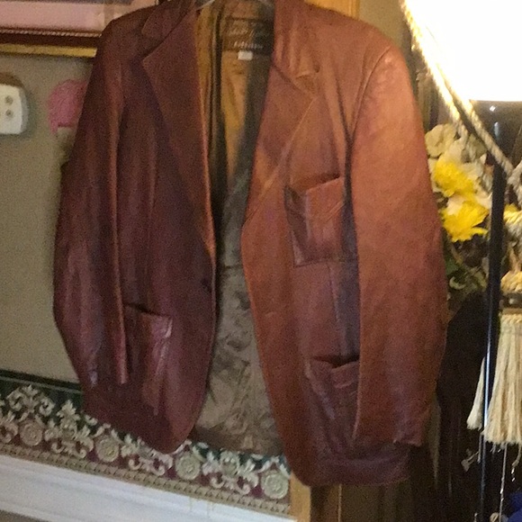 Men's Brown Leather Blazer by Angel Skin Leather by Grais